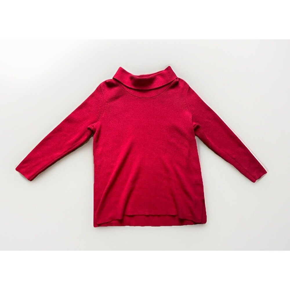J. Jill Sweater Women Red Solid Cowl Neck Long Sleeve Thermal Top Waffle Medium
